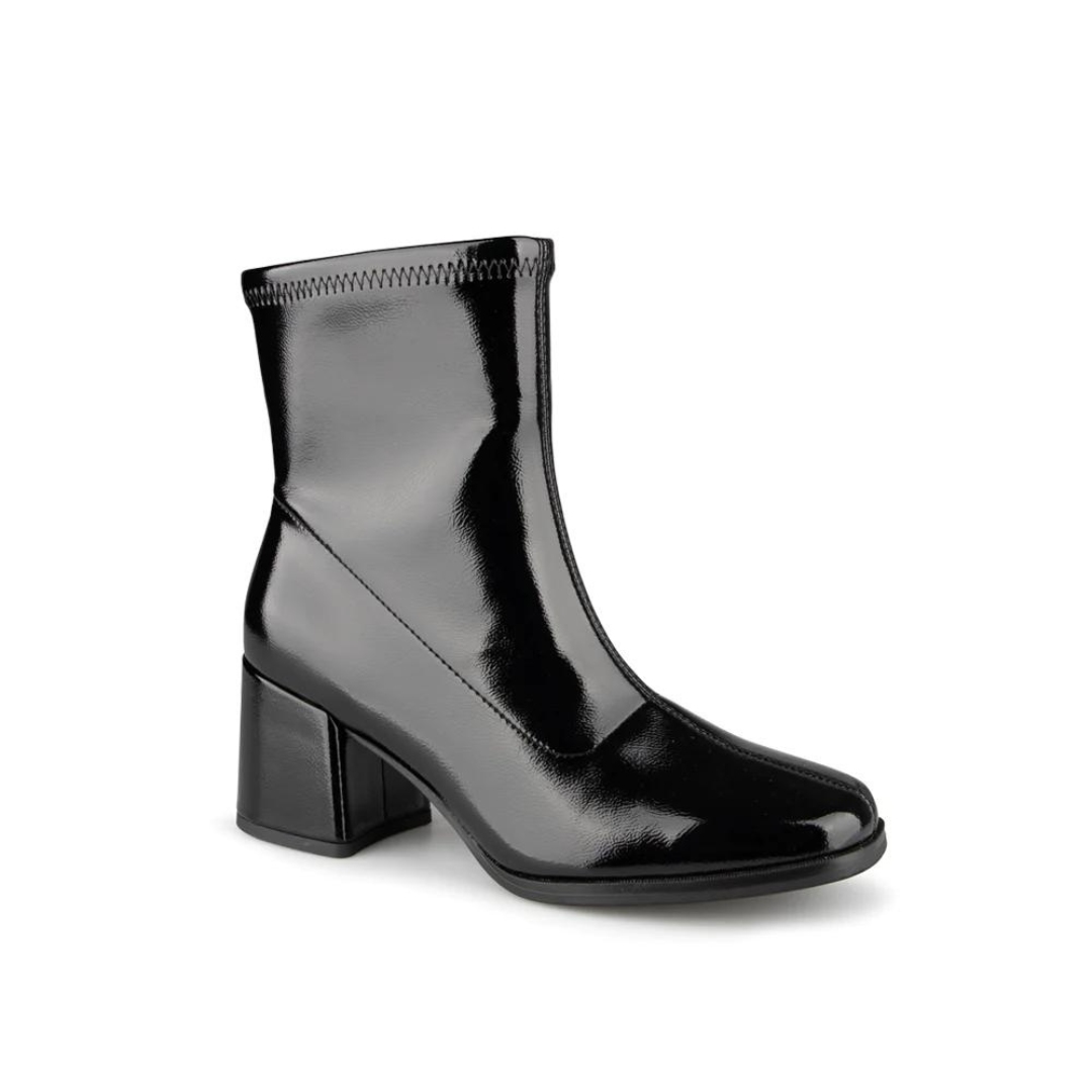 BOTTE URBAINE ALBERTO CARACOL POUR FEMME couleur noir vu de la botte droite entièrement noire de profil avant droit