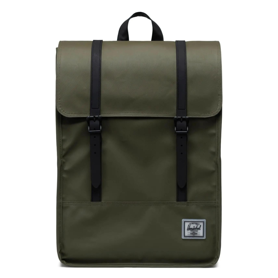 SAC À DOS HERSCHEl SURVEY II RÉSISTANT AUX INTEMPÉRIES COULEUR ivy green VU DU SAC vert olive foncé et noir DE FACE