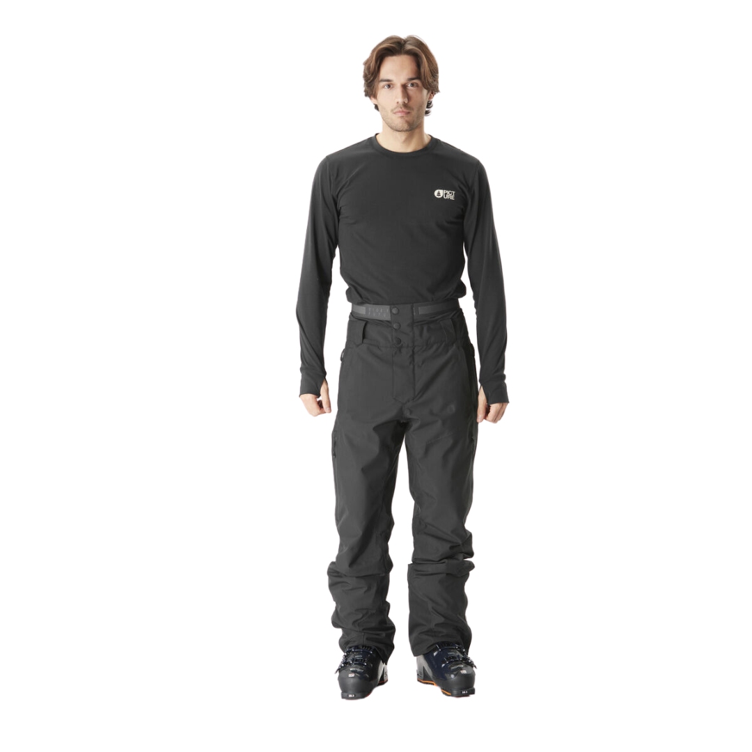 PANTALON DE SKI PICTURE PICTURE OBJECT POUR HOMME couleur black vu du pantalon noir porté par un homme vu de la tête aux pieds de face