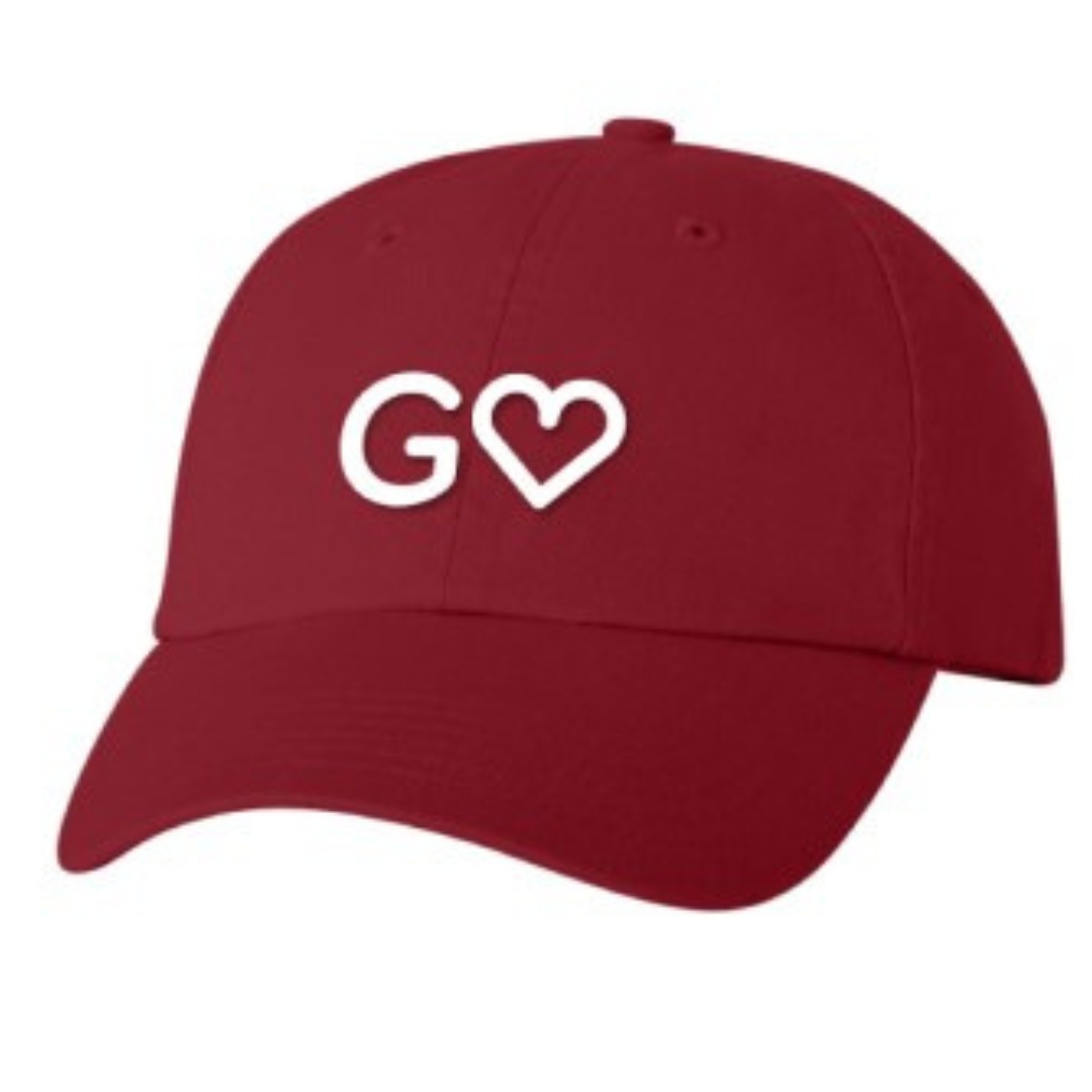 CASQUETTE NON-STRUCTURÉE GASPÉSIE JE T'AIME LOGO G♡ couleur rouge