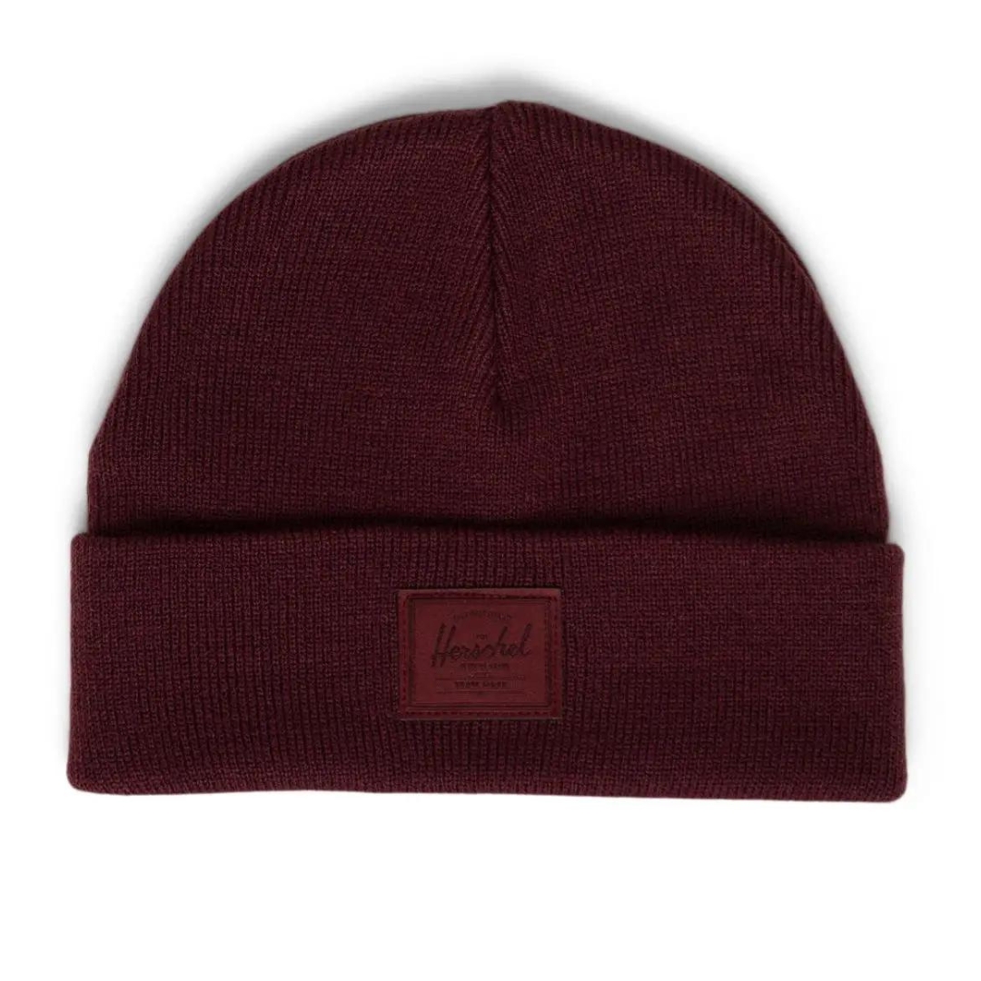 TUQUE HERSCHEL ELMER SHALLOW POUR ADULTE couleur port vue de la tuque rouge brique foncée de face