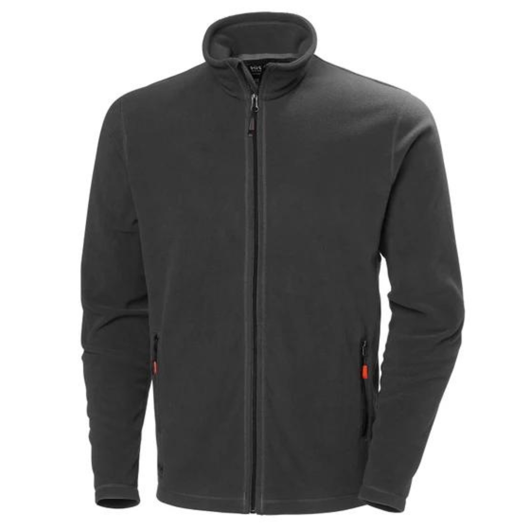 VESTE EN LAINE POLAIRE HELLY HANSEN WORKWEAR OXFORD POUR HOMME couleur dark grey vue de la veste grise foncée à manches longues vue de face