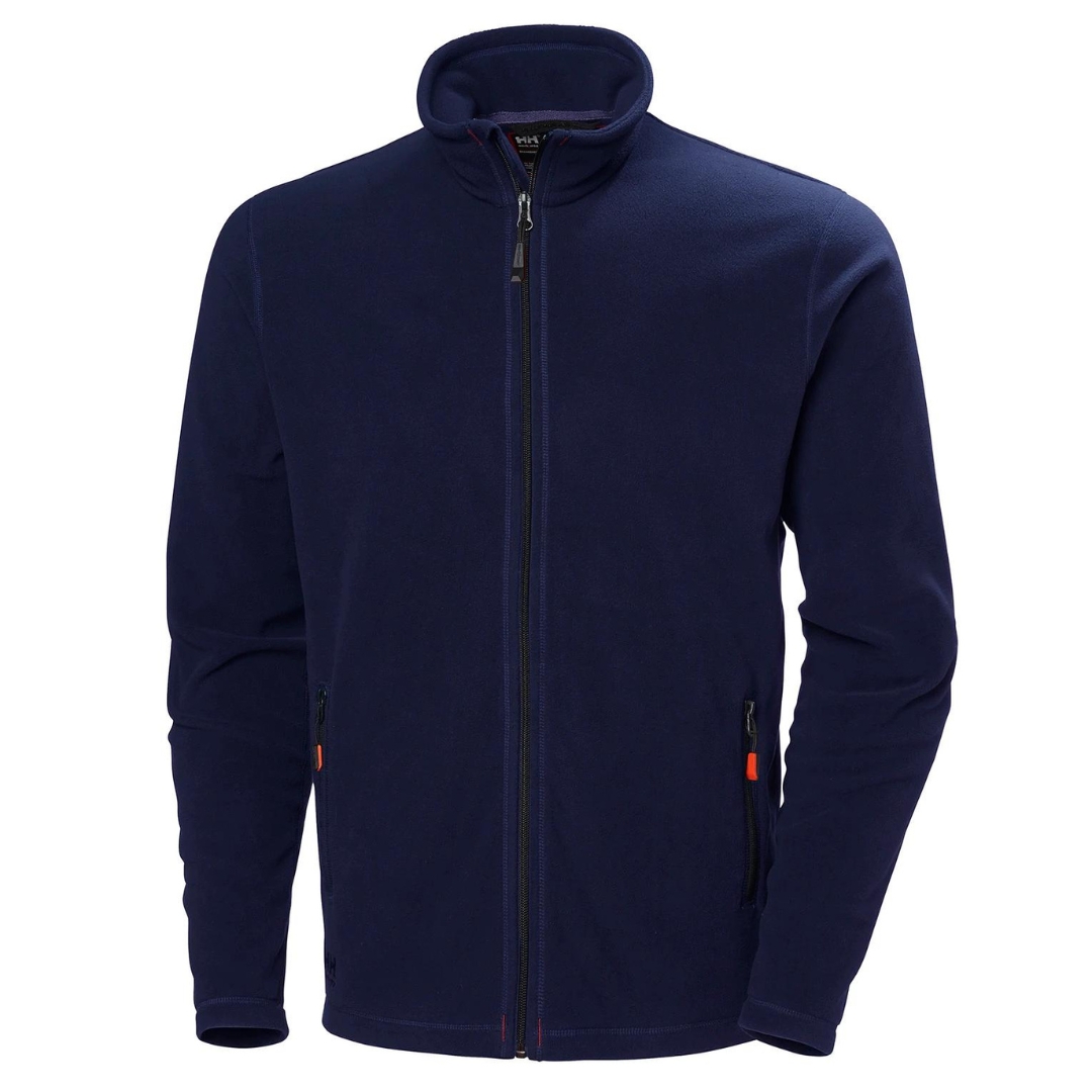 VESTE EN LAINE POLAIRE HELLY HANSEN WORKWEAR OXFORD POUR HOMME couleur navy vue de la veste bleu marine à manches longues vue de face