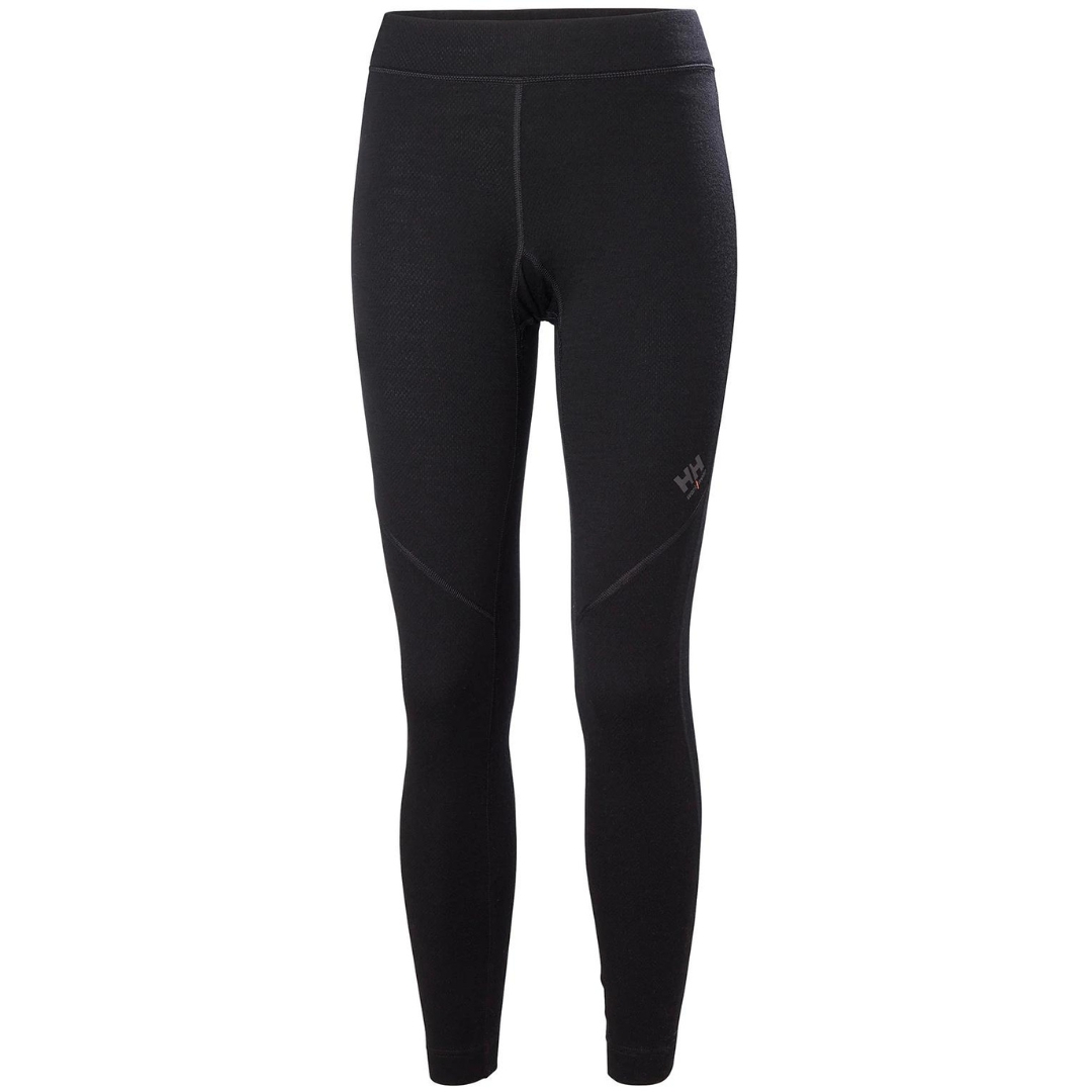 COLLANT COUCHE DE BASE HELLY HANSEN WORKWEAR LIFA EN LAINE DE MERINO POUR FEMME couleur black vu du pantalon noir de face