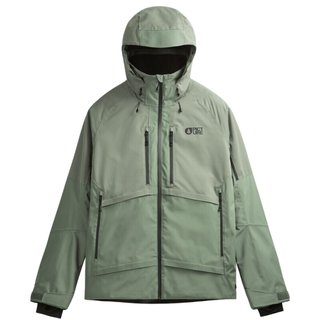 MANTEAU DE SKI PICTURE GOODS POUR HOMME couleur LAUREL WREATH vu du manteau vert tendre de face