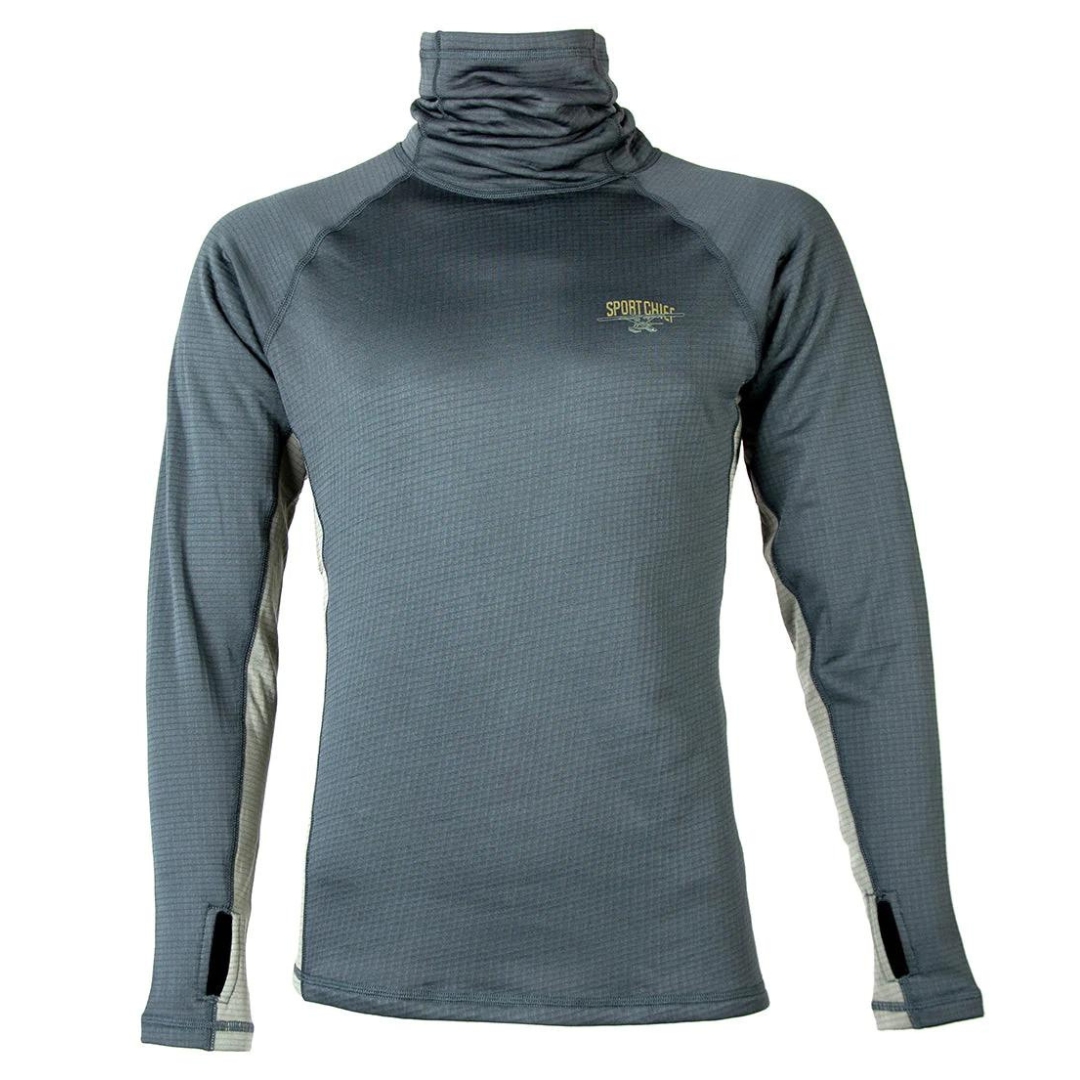 HAUT COUCHE DE BASE À MANCHES LONGUES SPORTCHIEF JAY POUR HOMME couleur forest vue du haut gris vert acier et gris pale de face