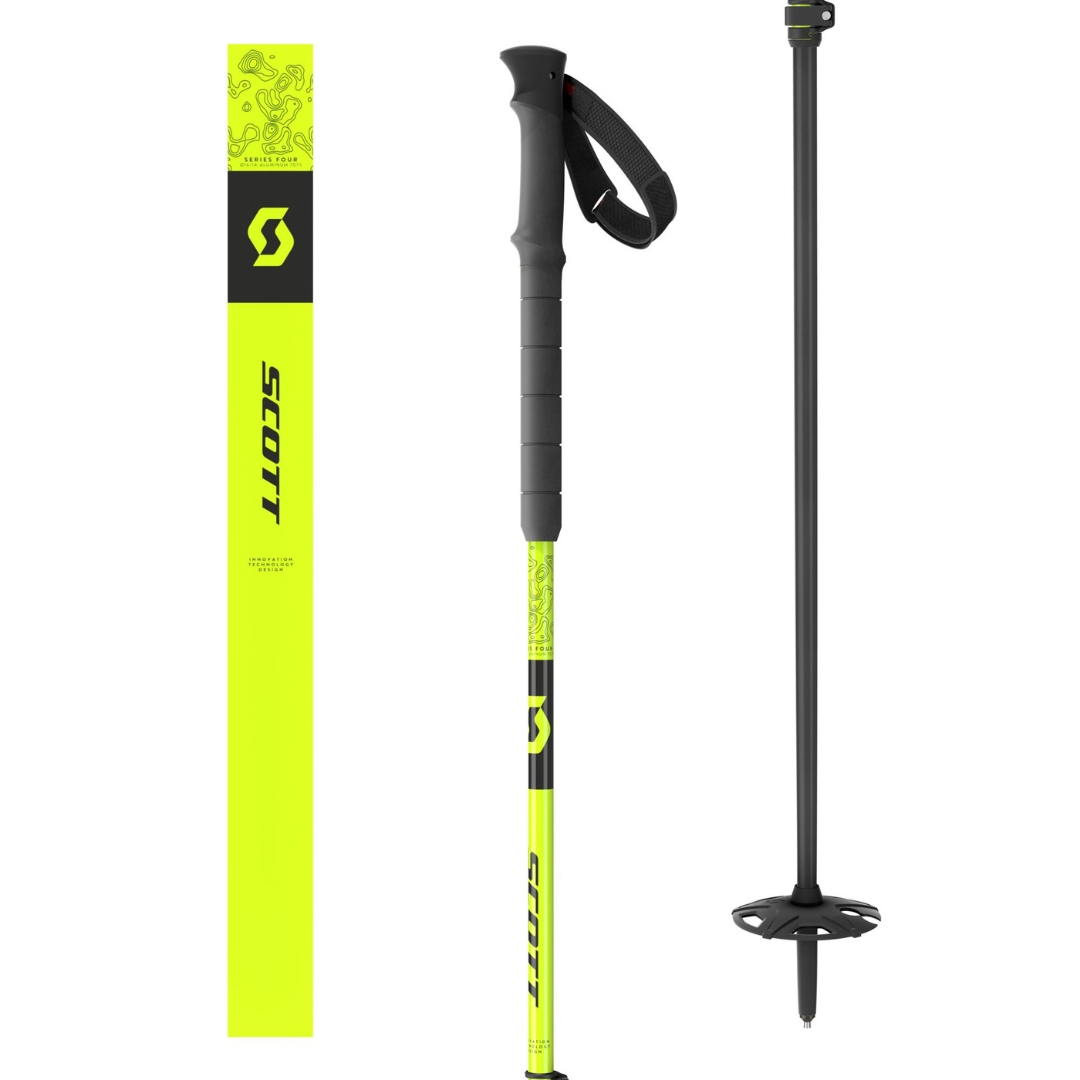 BÂTON DE SKI ALPIN SCOTT PROGUIDE SRS COULEUR FLUO YELLOW VUE DES 2 PARTIES