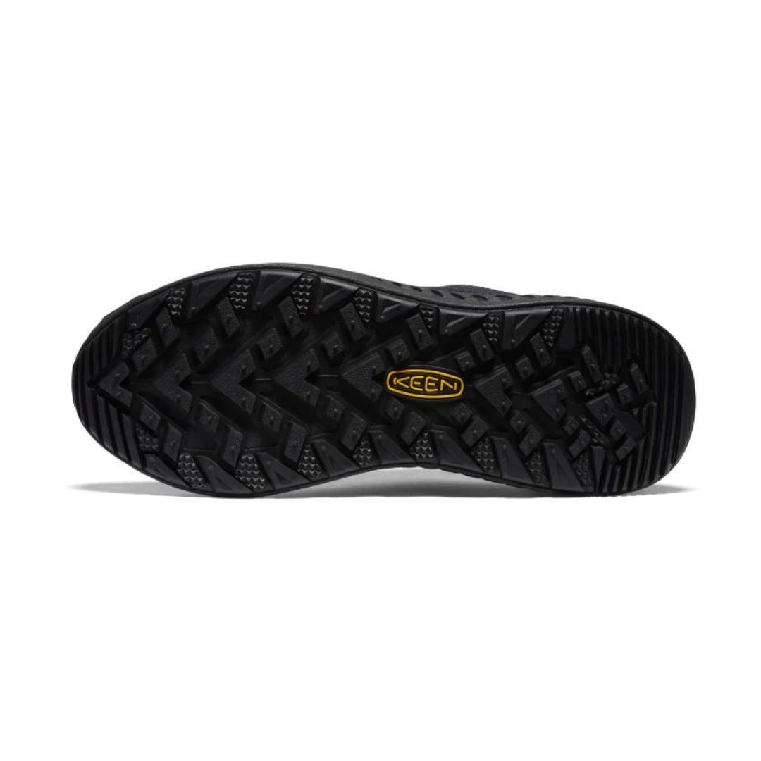 CHAUSSURE DE MARCHE KEEN WK400 POUR FEMME COULEUR TRIPLE BLACK VUE DE LA SEMELLE D'USURE DE COULEUR NOIRE