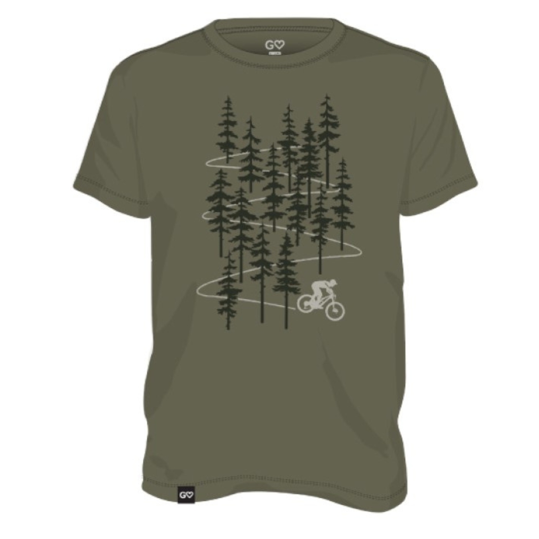 T-SHIRT GASPÉSIE JE T’AIME LOGO VÉLO POUR HOMME COULEUR VERT MILITAIRE