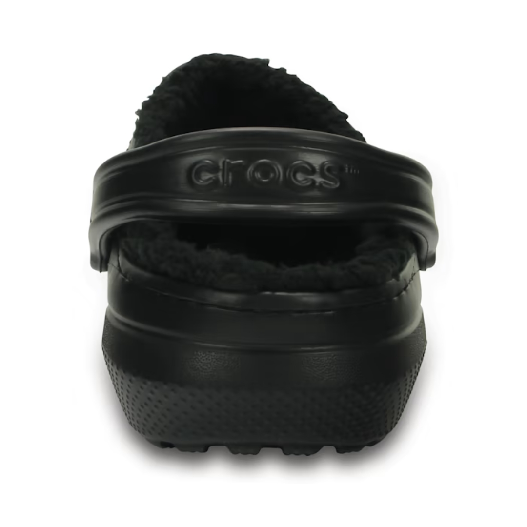 SABOT CROCS CLASSIQUE DOUBLÉ POUR ADULTE couleur noir vu du sabot noir de l'arrière