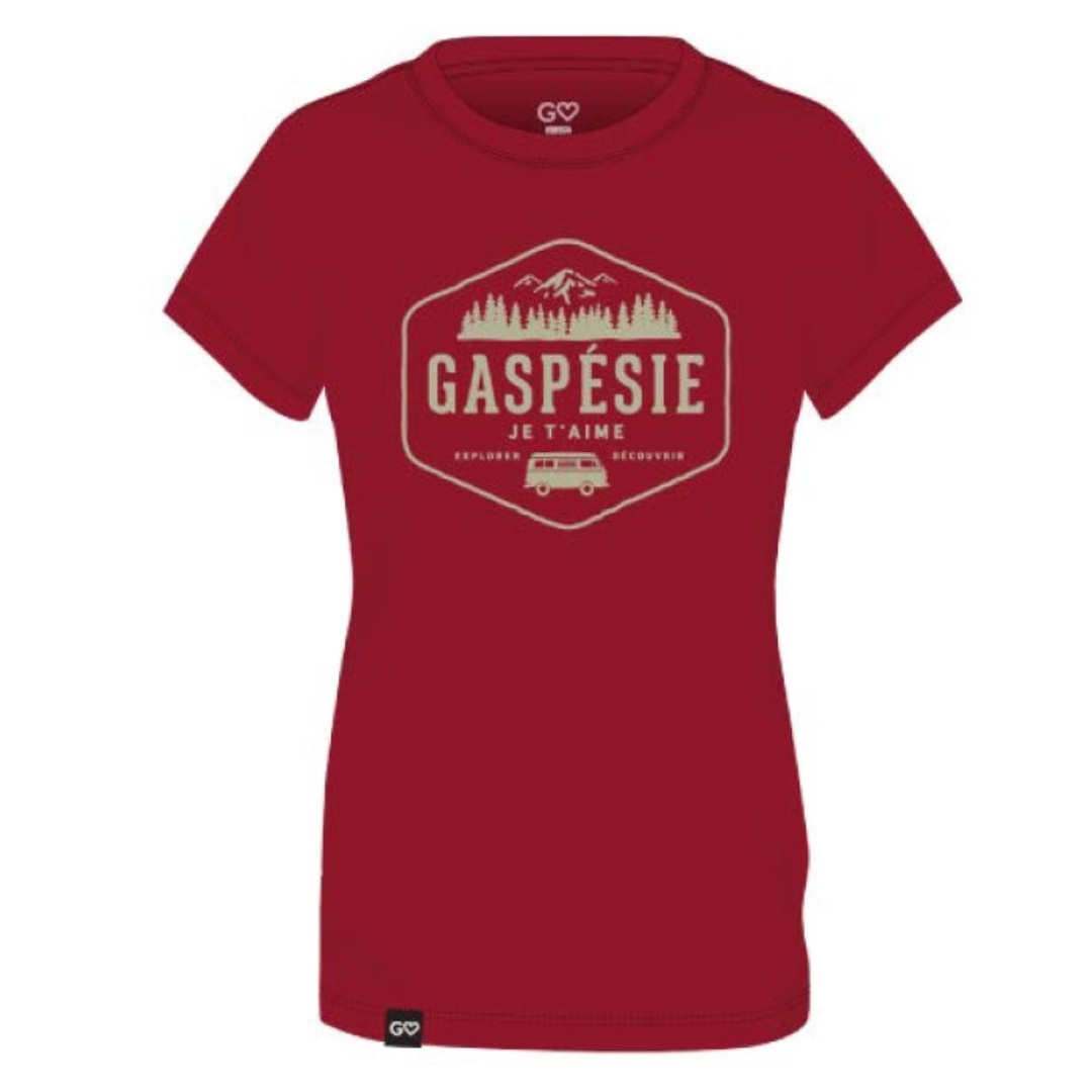 T-SHIRT GASPÉSIE JE T'AIME LOGO VAN POUR FEMME COULEUR CARDINAL