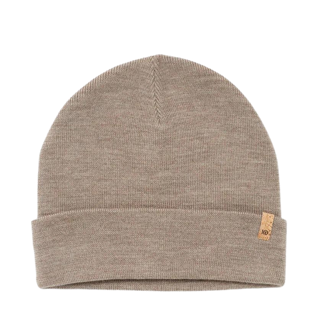 TUQUE EN TRICOT DE LAINE TENTREE KURT POUR ADULTE couleur FOSSIL HEATHER vu de la tuque brun/beige chiné de face