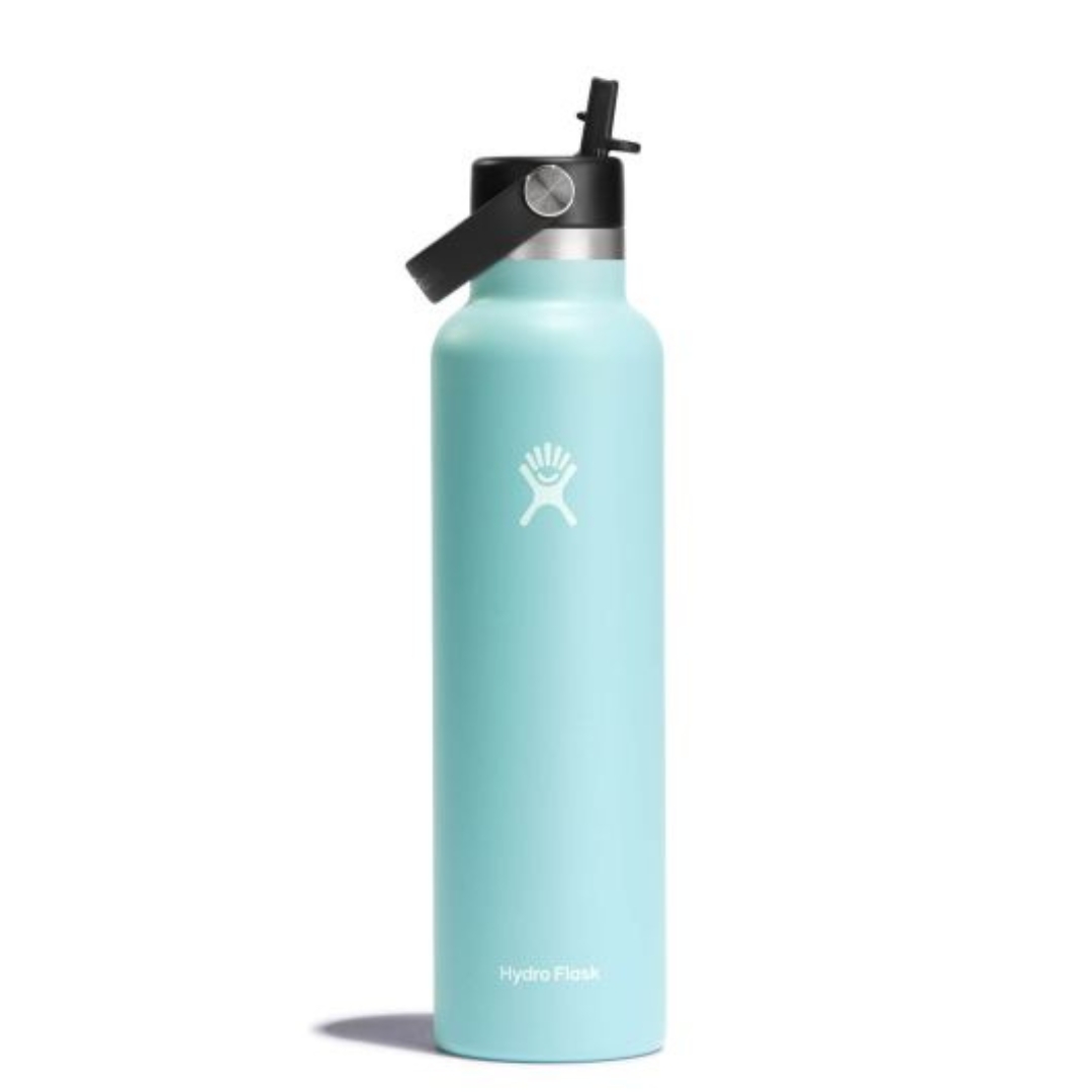 BOUTEILLE ISOTHERME HYDRO FLASK STANDARD MOUTH FLEX STRAW CAP 21 OZ COULEUR DEW VUE DE LA BOUTEILLE AQUA PALE DE FACE