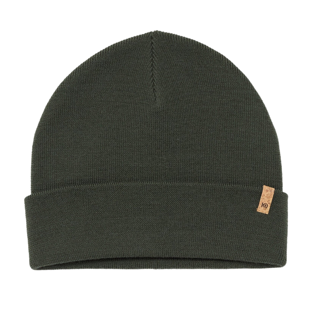 TUQUE EN TRICOT DE LAINE TENTREE KURT POUR ADULTE couleurDARK KOMBU GREEN vue de la tuque verte forêt de face