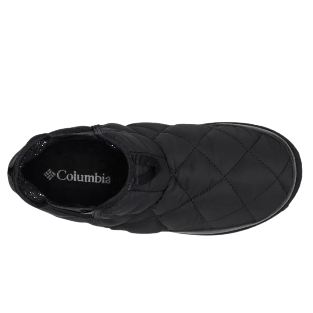PANTOUFLE COLUMBIA OMNI-HEAT LAZY BEND WEEKENDER COULEUR 010-BLACK/GRAPHITE VU DE LA PANTOUFLE DROITE DE COULEUR NOIRE DU DESSUS