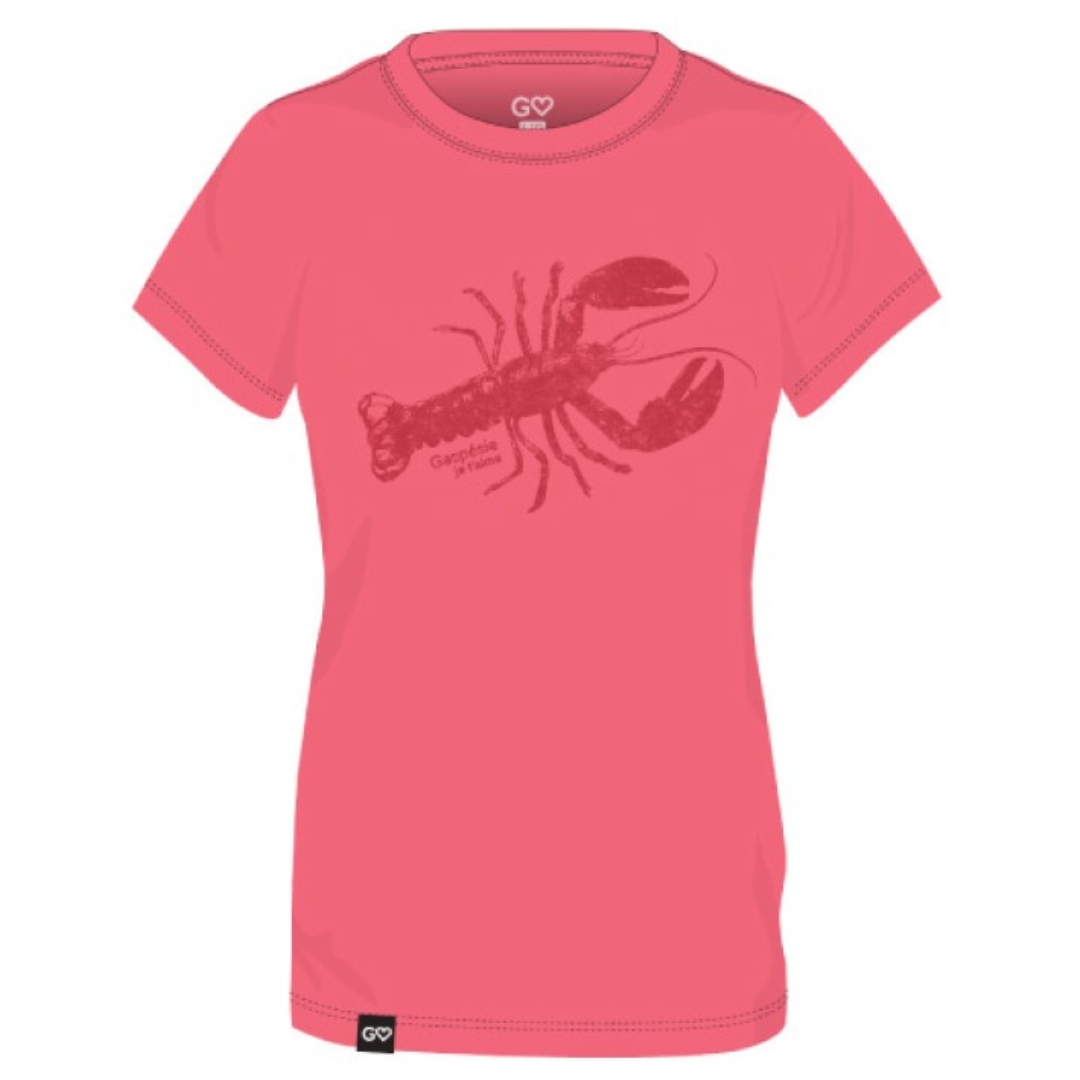 T-SHIRT GASPÉSIE JE T’AIME LOGO HOMARD POUR FEMME COULEUR HOT PINK