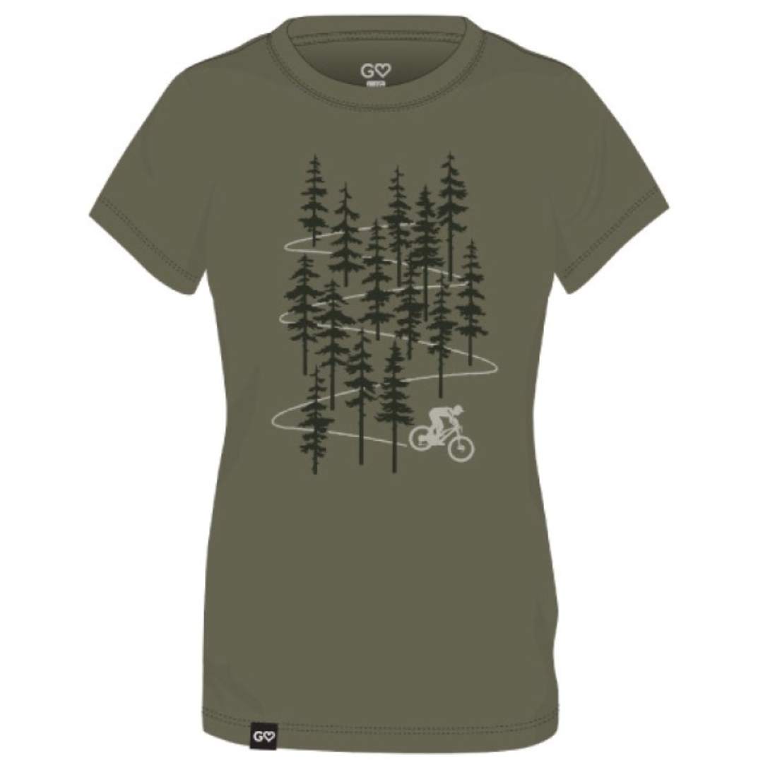 t-shirt Gaspésie Je t’aime logo VÉLO pour femme COULEUR VERT MILITAIRE