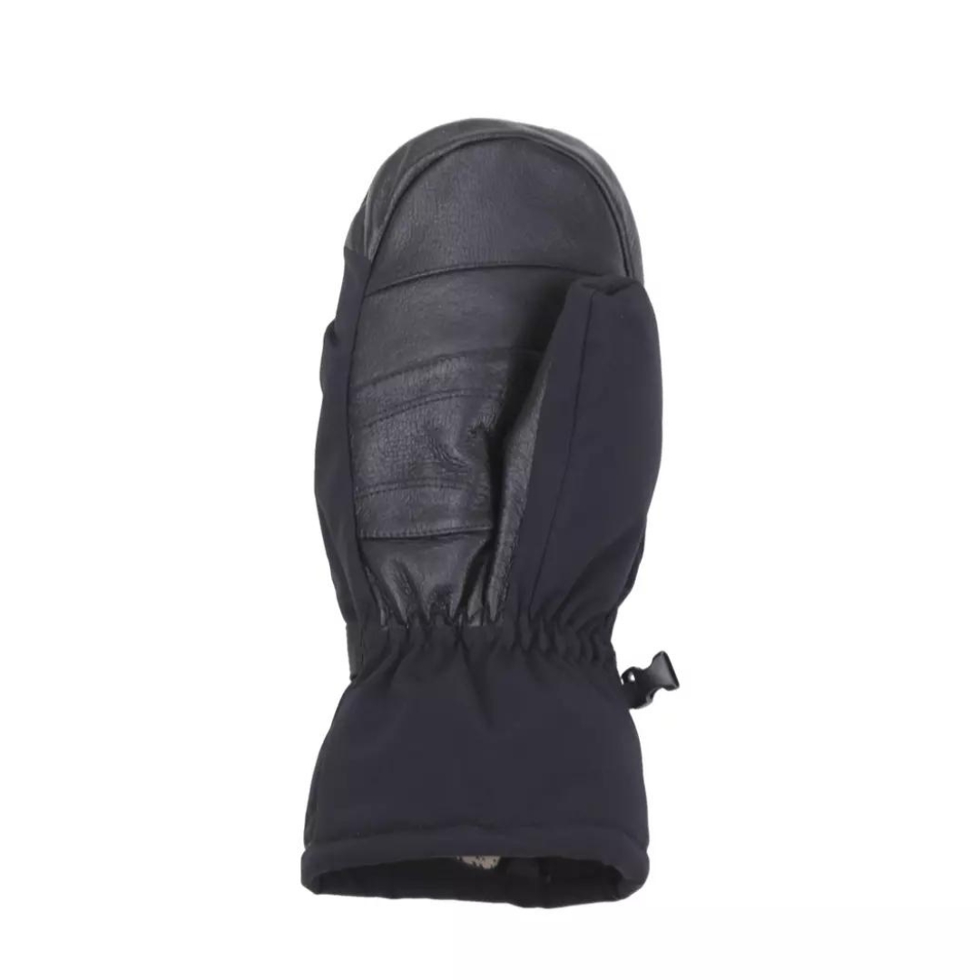 MITAINE DE SKI ALPIN CHLOROPHYLLE GLISSE POUR FEMME COULEUR CORBEAU VU DE LA MITAINE GRISE FONCÉE LETTRÉE BLANCHE VUE DU DESSOUS