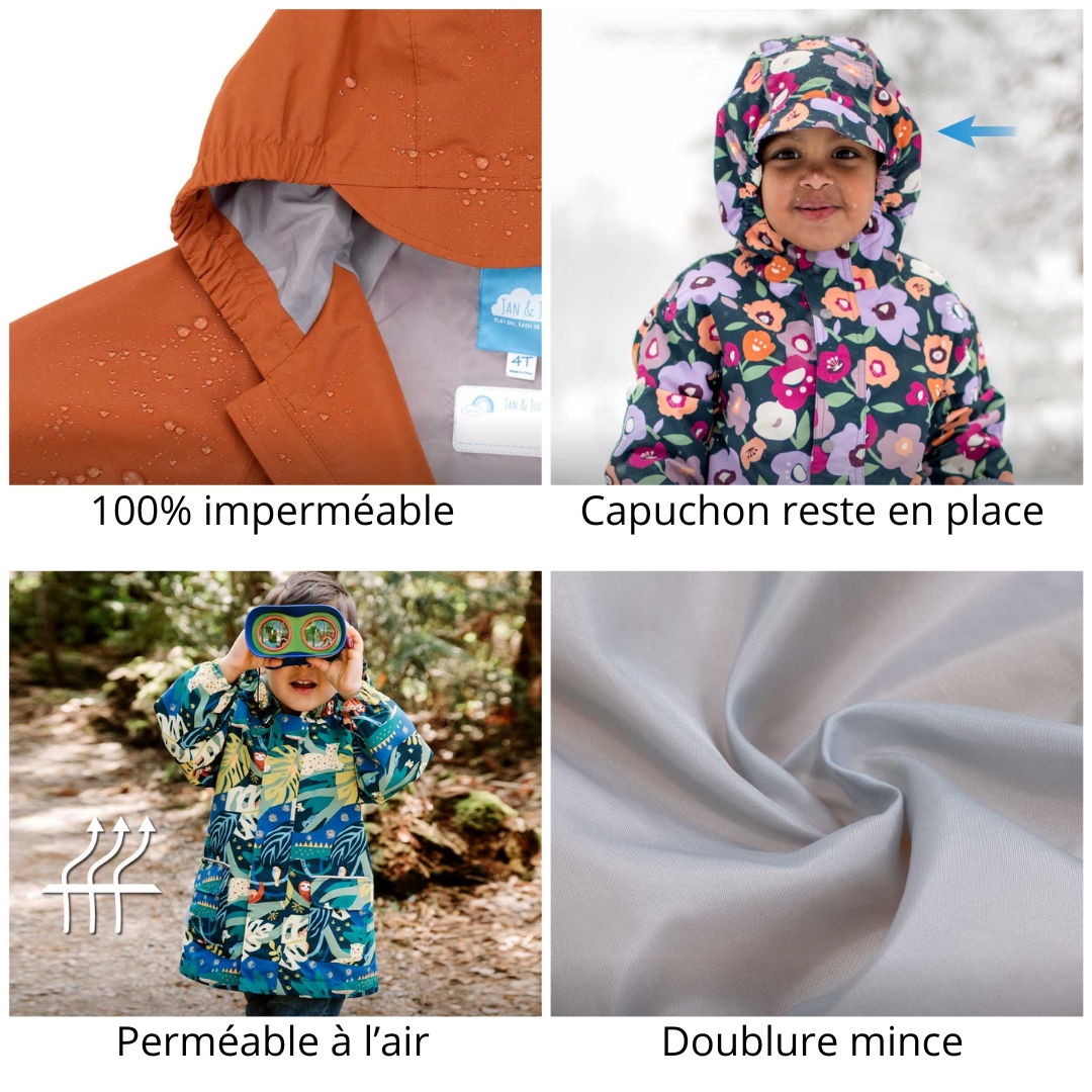 MANTEAU DE PLUIE JAN & JUL PUDDLE-DRY POUR ENFANT vue des caractéristiques