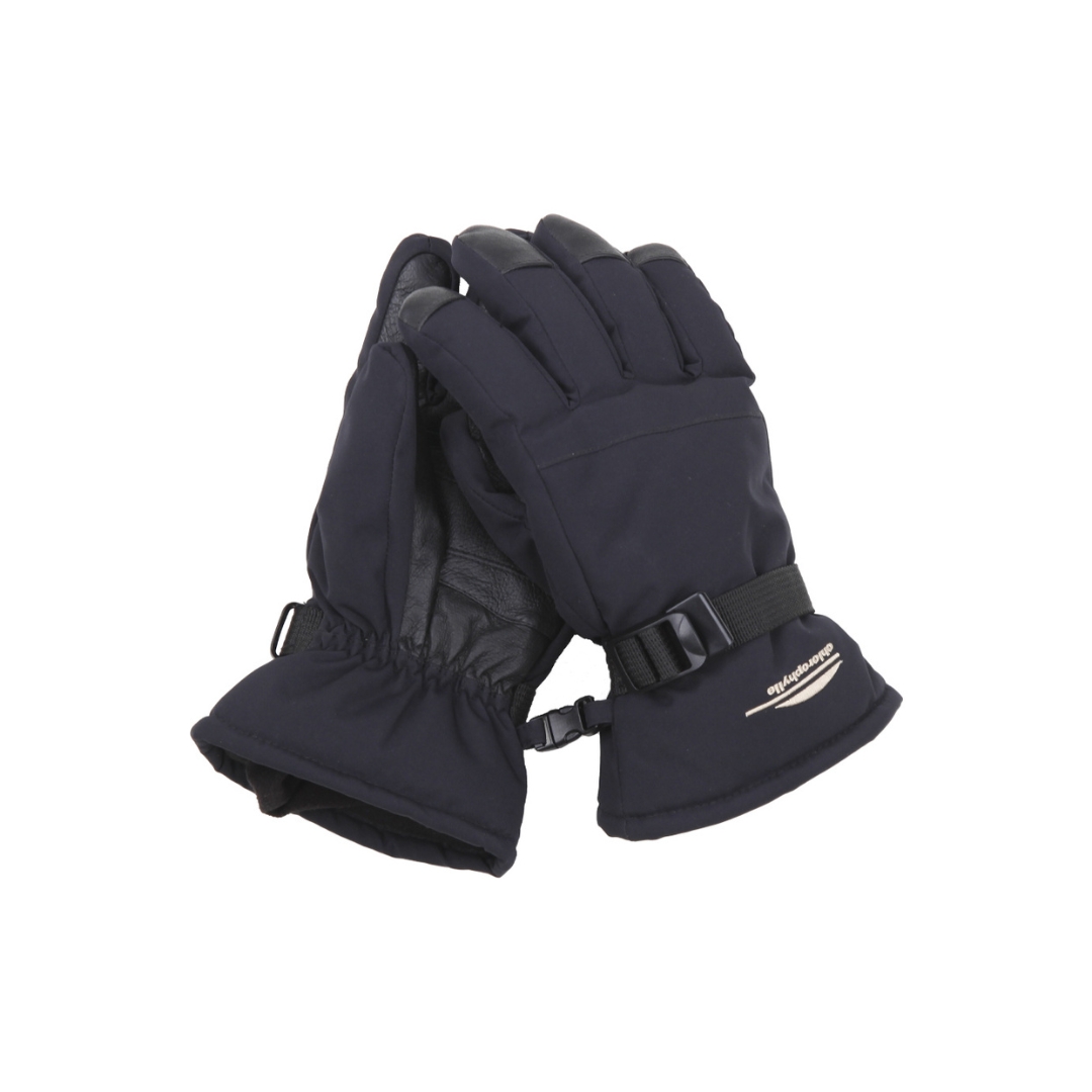 GANT DE SKI ALPIN CHLOROPHYLLE GLISSE POUR ADULTE couleur noir pur vu du gant noir un du dessus et l,autre coté paume