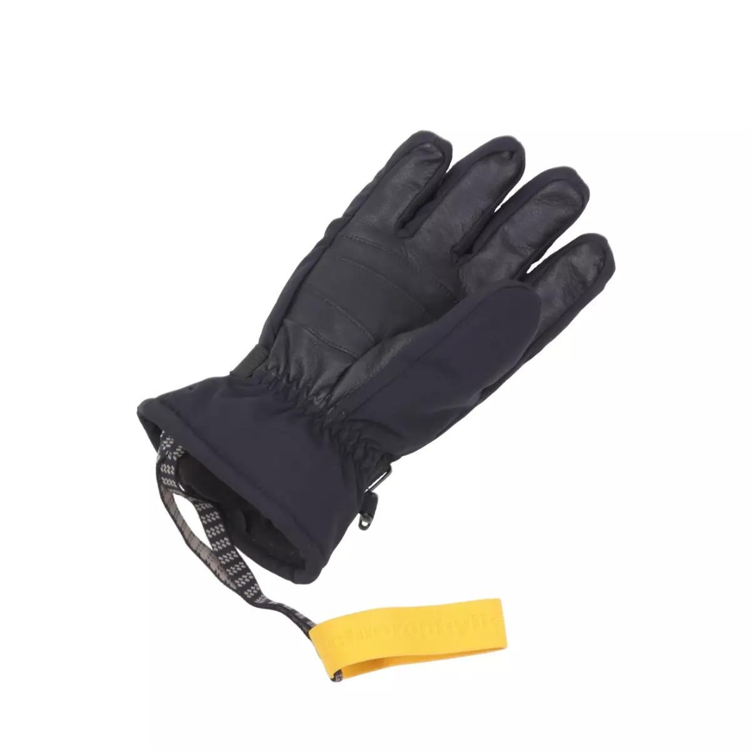 GANT DE SKI ALPIN CHLOROPHYLLE GLISSE POUR ADULTE couleur noir pur vu du gant noir côté paume