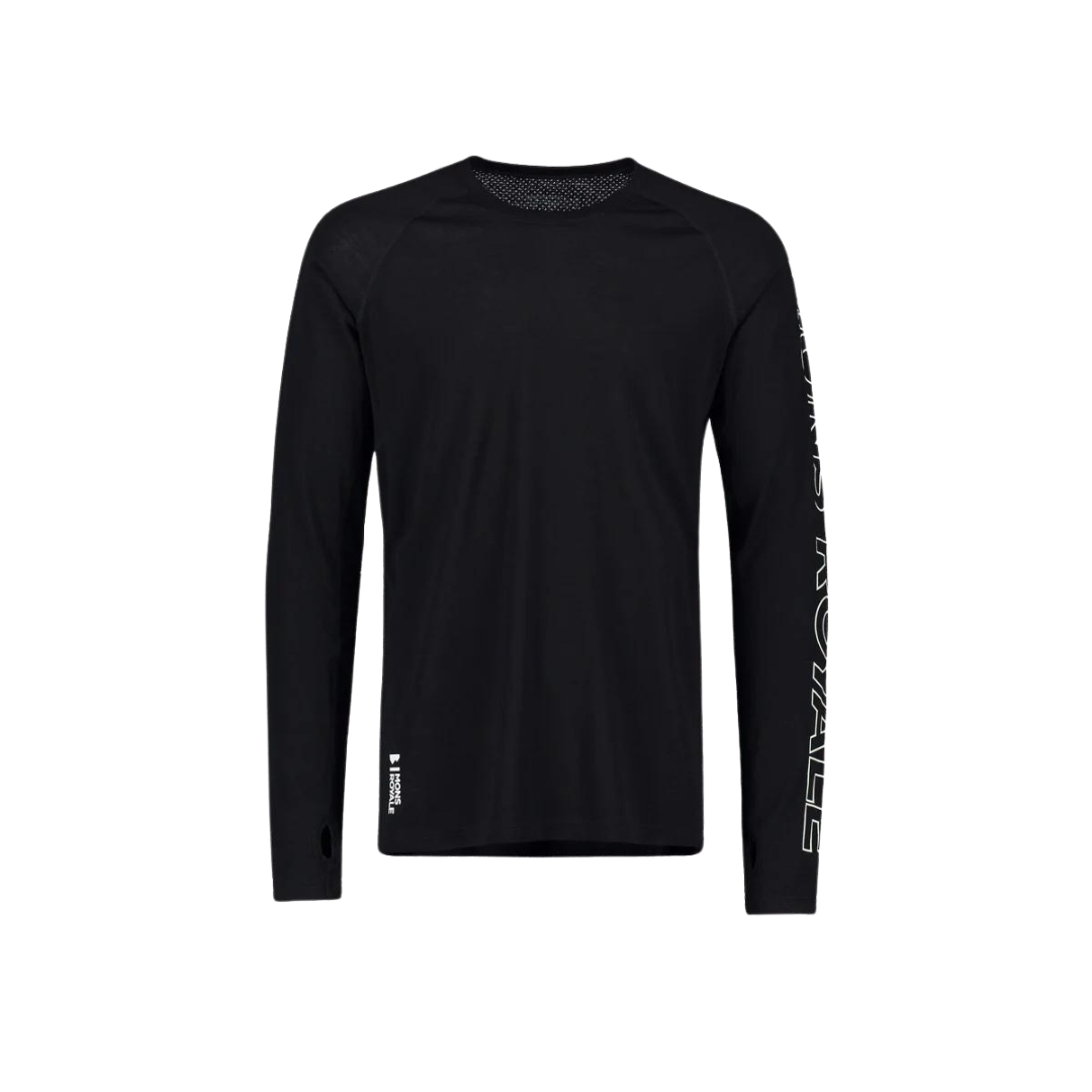 COUCHE DE BASE À MAnCHES LONGUES MONS ROYALE TEMPLE MERINO AIR-CON POUR HOMME couleur BLACK vu du chandail manches longues noir de face