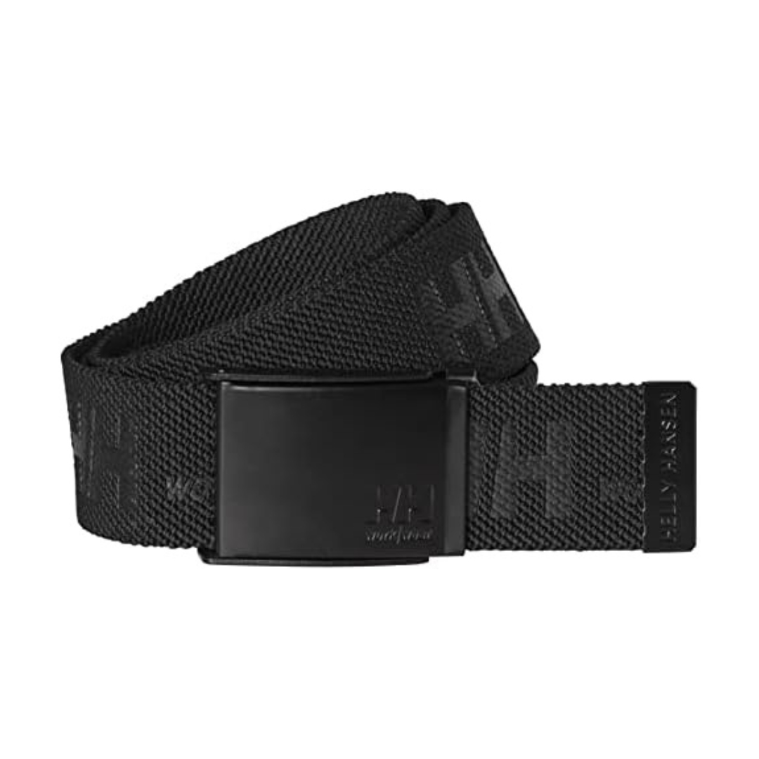 CEINTURE EN SANGLE HELLY HANSEN WORKWEAR AVEC LOGO POUR ADULTE couleur black vu de la ceinture noire enroulée avec la boucle métallique au devant