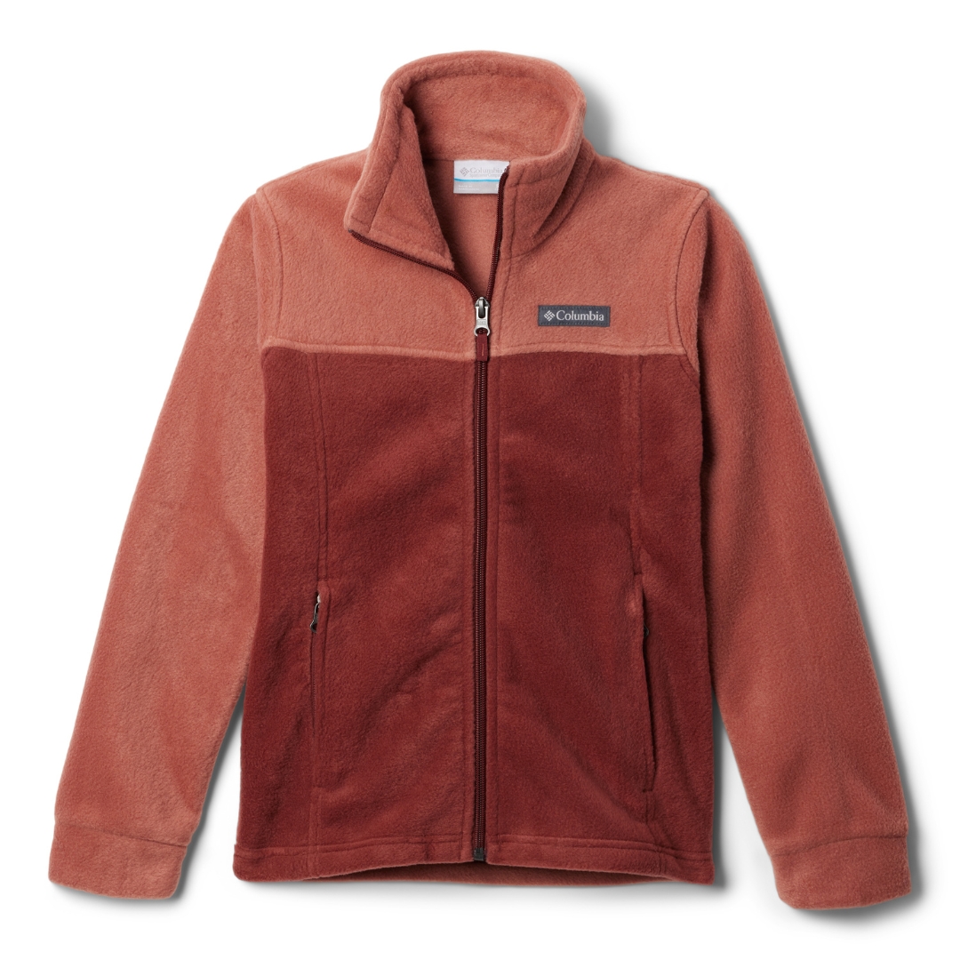 VESTE EN LAINE POLAIRE COLUMBIA STEENS MT II POUR TOUT-PETIT couleur 229-AUBURN/SPICE vue de la veste pêche et pêche foncé à plat de face