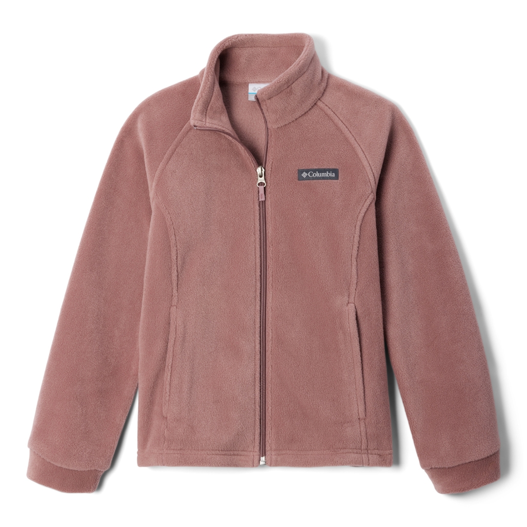 VESTE EN LAINE POLAIRE COLUMBIA BENTON SPRINGS POUR PETITE FILLE couleur 610-FIG vue de la veste pêche brulé foncé à plat de face