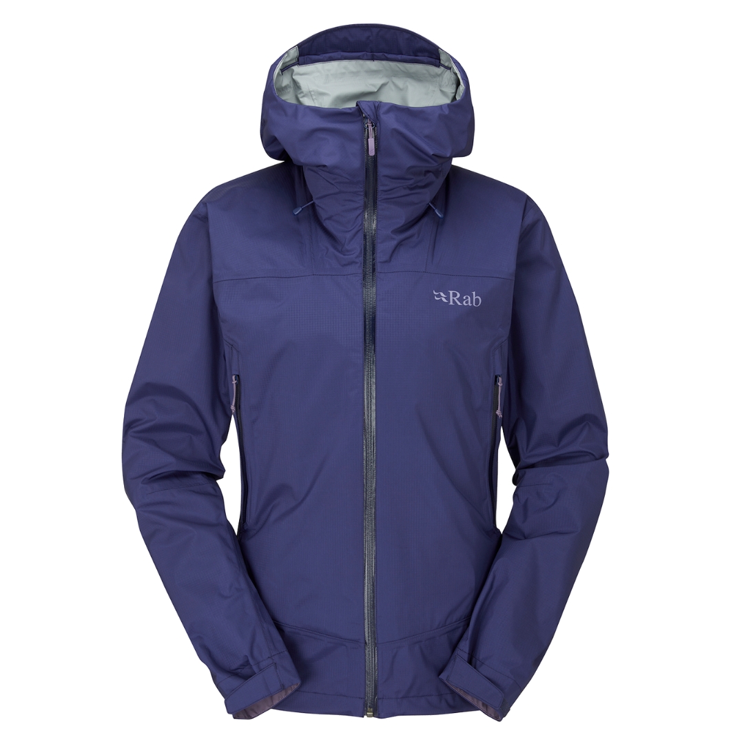 MANTEAU IMPERMÉABLE RAB DOWNPUR PLUS 2.0 POUR FEMME vu couleur PATRIOT BLUE vu du manteau bleu foncé de face