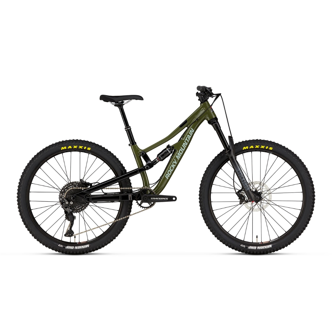 VÉLO DE MONTAGNE ROCKY MOUNTAIN REAPER 26 POUR JUNIOR couleur black/green vu du vélo vert armé et noir de profil droit