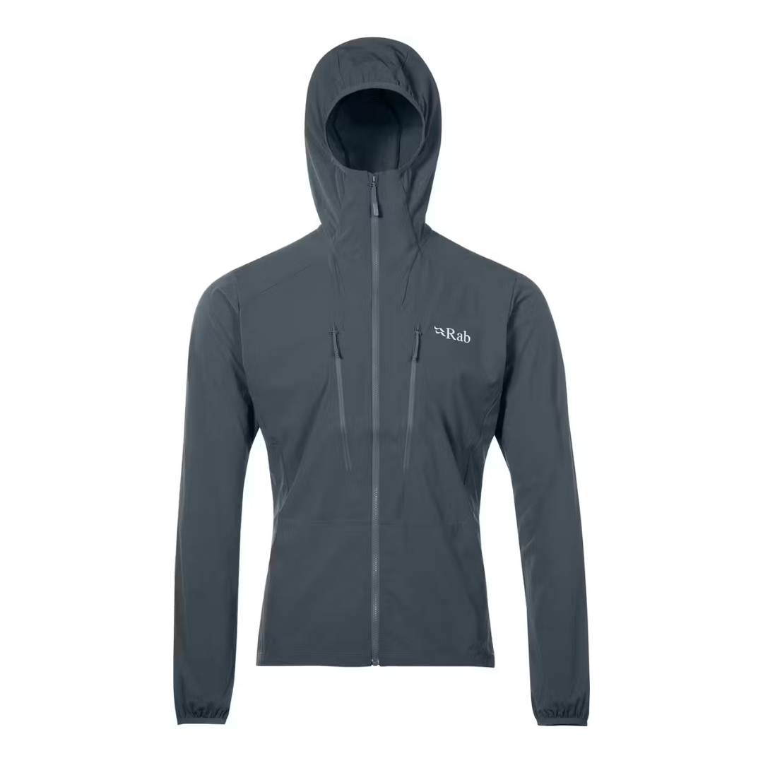 MANTEAU À CAPUCHON RAB BOREALIS POUR HOMME COULEUR steel VU DU MANTEAU GRIS foncé DE FACE