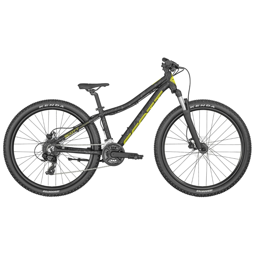 VÉLO DE MONTAGNE SCOTT ROXTER 26 DISC POUR ENFANT VU DU VÉLO NOIR DE PROFIL DROIT