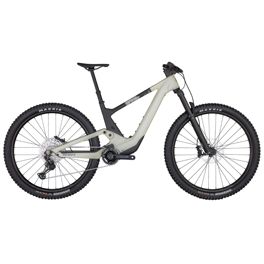 VÉLO DE MONTAGNE ÉLECTRIQUE SCOTT VOLTAGE ERIDE 920 vu du vélo blanc et gris de profil droit