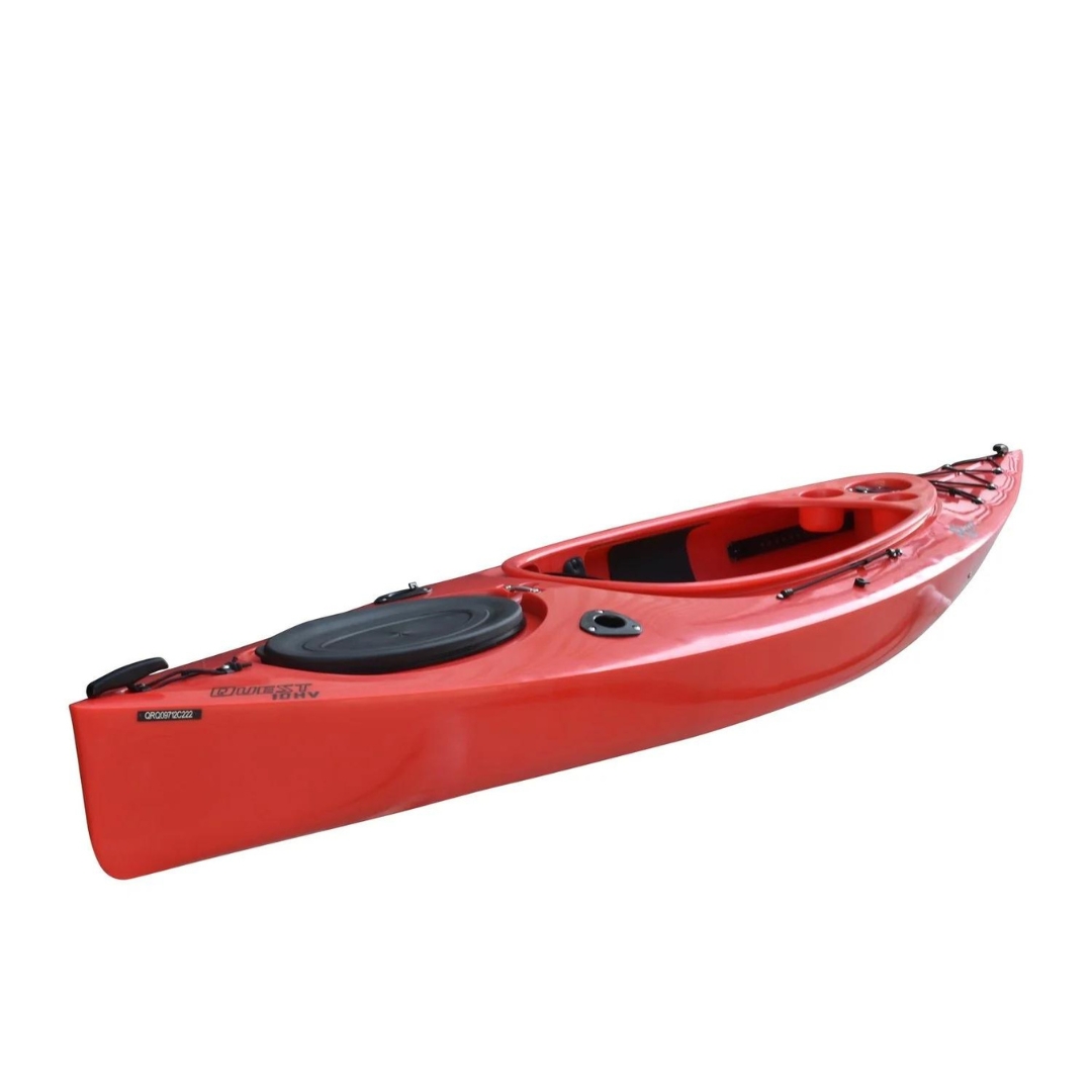 KAYAK RIOT QUEST 10 HV couleur rouge vu du kayak rouge de profil avant droit