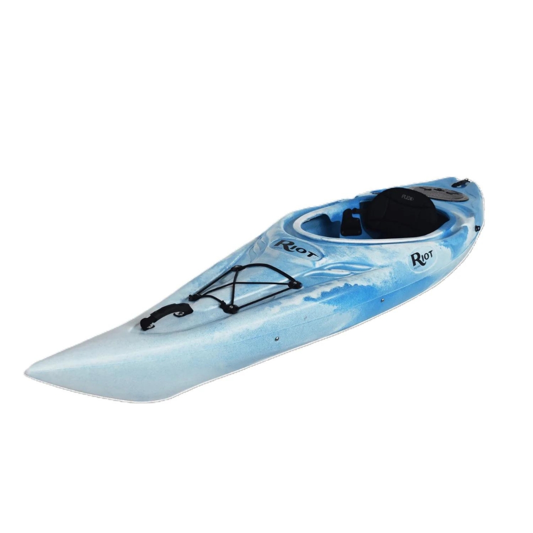 KAYAK RIOT QUEST 10 FLEX 4 COULEUR WHITE /BLUE VU DU KAYAK BLANC ET BLEU De profil avant droit
