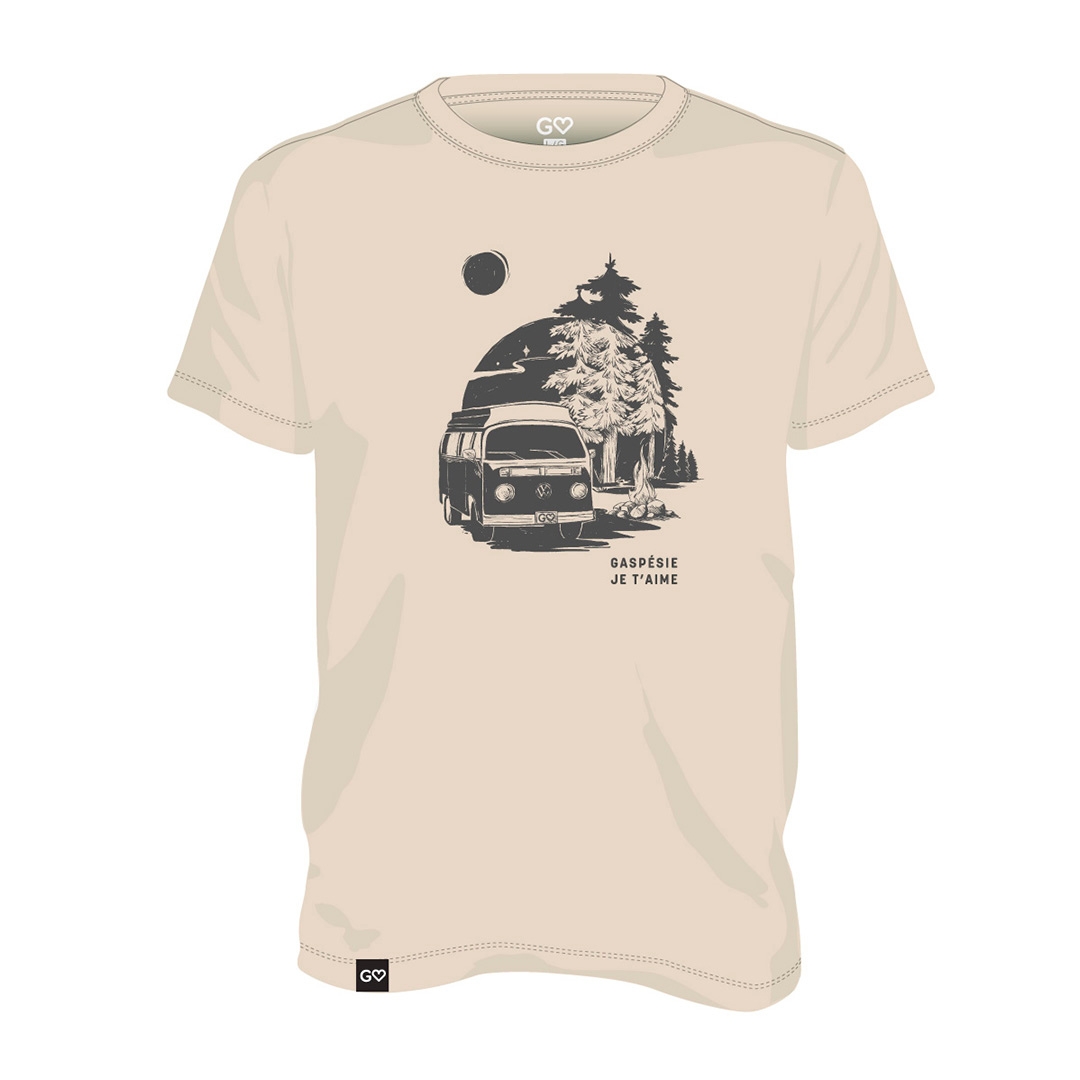 T-SHIRT GASPÉSIE JE T’AIME LOGO WESTFALIA POUR HOMME couleur naturel vu du chandail blanc cassé de face