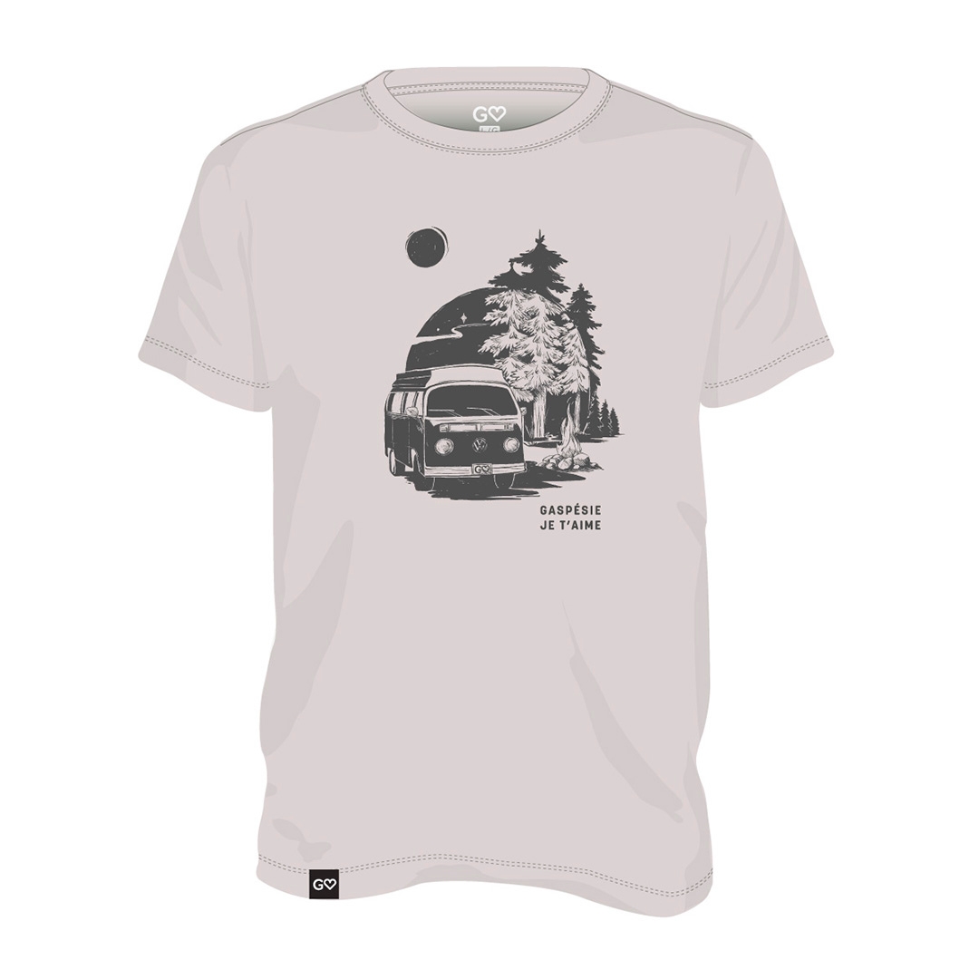 T-SHIRT GASPÉSIE JE T’AIME LOGO WESTFALIA POUR HOMME couleur gris glacier vu du chandail gris très pale de face