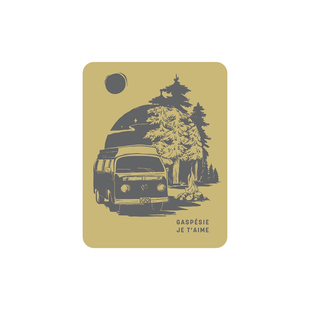 AUTOCOLLANT EN VINYLE GASPÉSIE JE T’AIME LOGO WESTFALIA couleur jaune