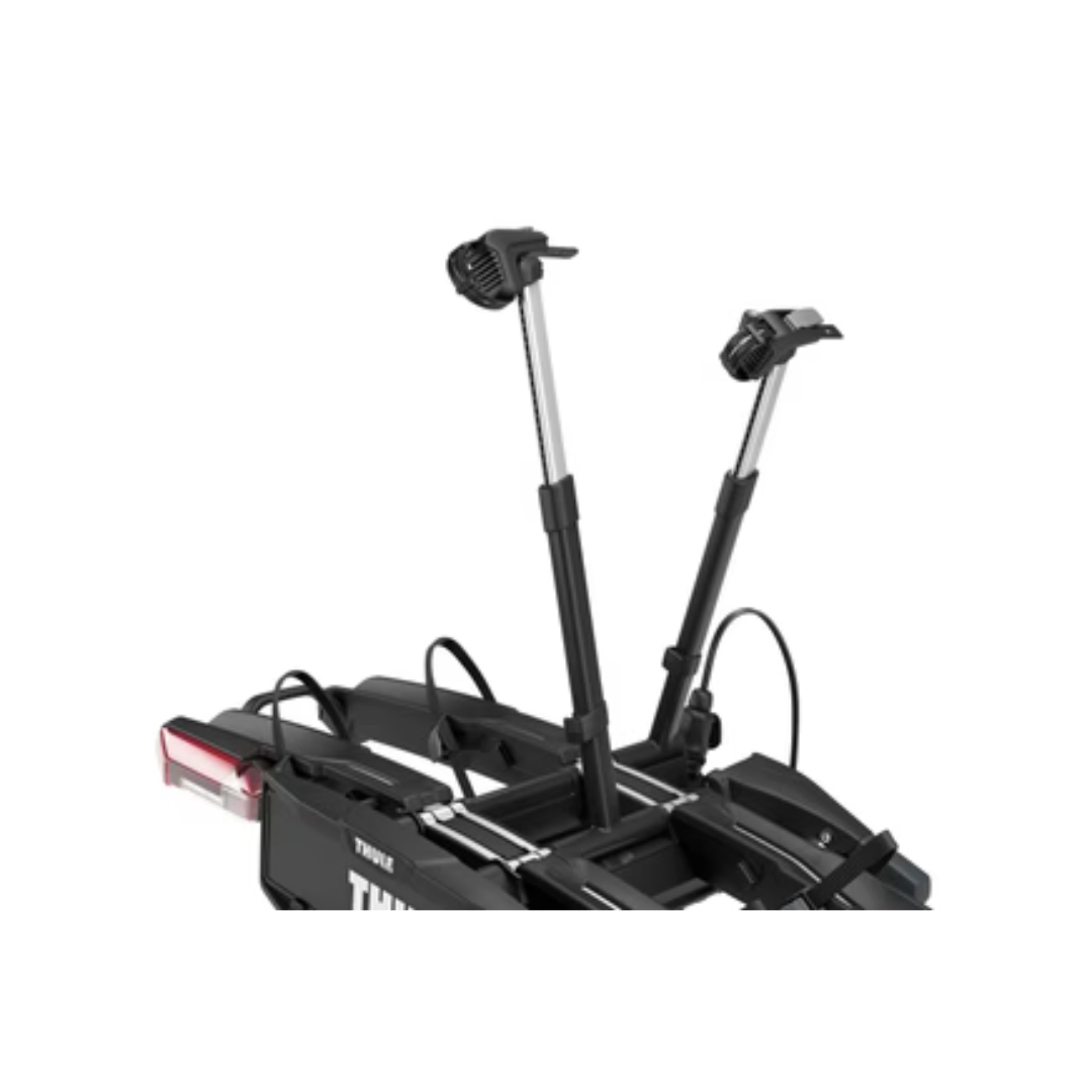 PORTE VÉLO THULE EPOS 3 couleur black/aluminium vu du porte vélo noir bras relevés
