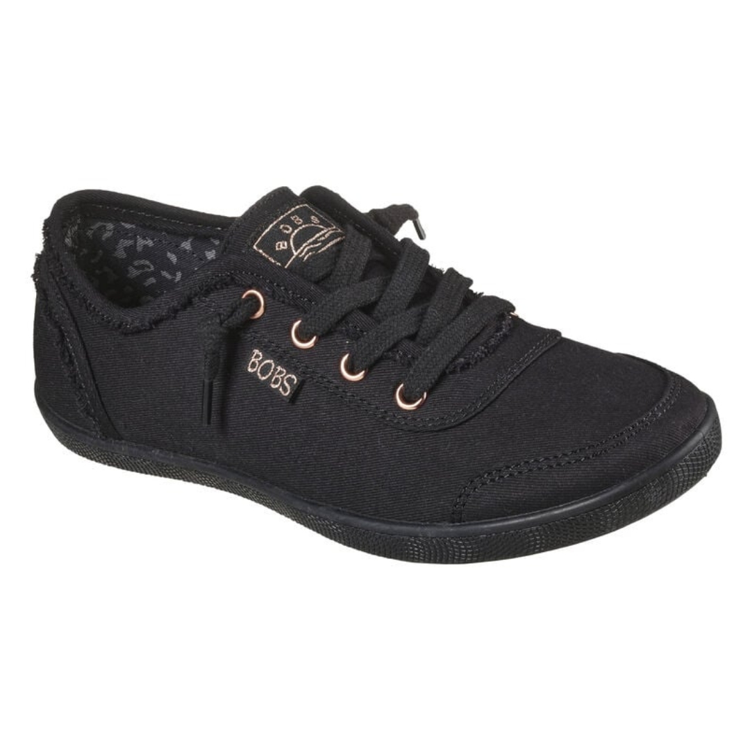 CHAUSSURE URBAINE SKECHERS BOBS B CUTE POUR FEMME  COULEUR NOIR VU DE LA CHAUSSURE NOIRE DE PROFIL AVANT DROIT