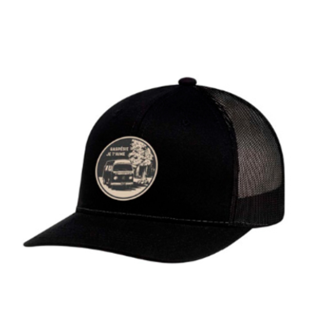 CASQUETTE AVEC FILET GASPÉSIE JE T'AIME LOGO WESTFALIA POUR JUNIOR couleur Noir - Filet noir vue de la casquette noire de profil avant gauche