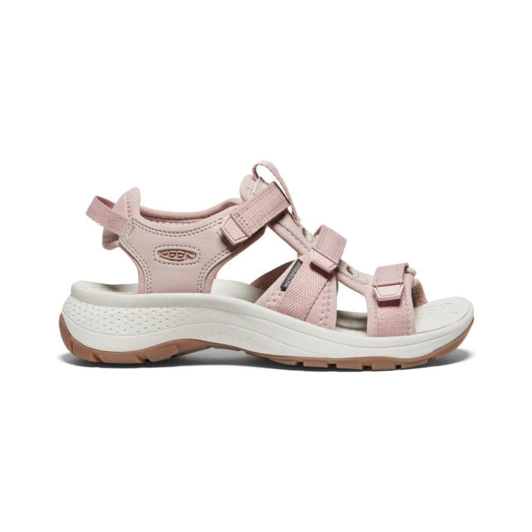 SANDALE KEEN ASTORIA WEST OPEN TOE POUR FEMME COULEUR FAWN/SILVER BIRCH VUE DE LA SANDALE ROSE ET CRÈME DE PROFIL DROIT