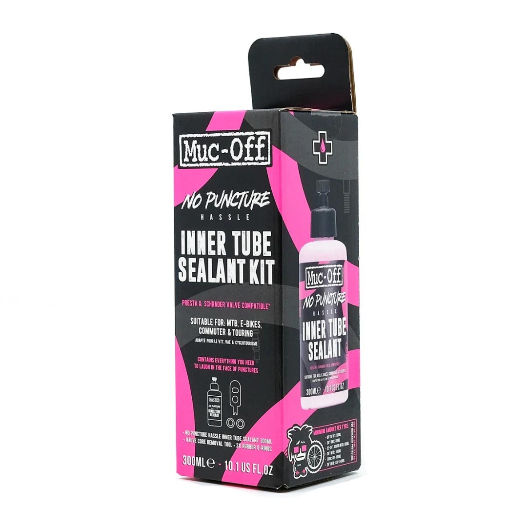 SCELLANT POUR PNEU DE VÉLO MUC-OFF NO PUNCTURE HASSLE INNER TUBE SEALANT boite avec bouteilles et outils inclus