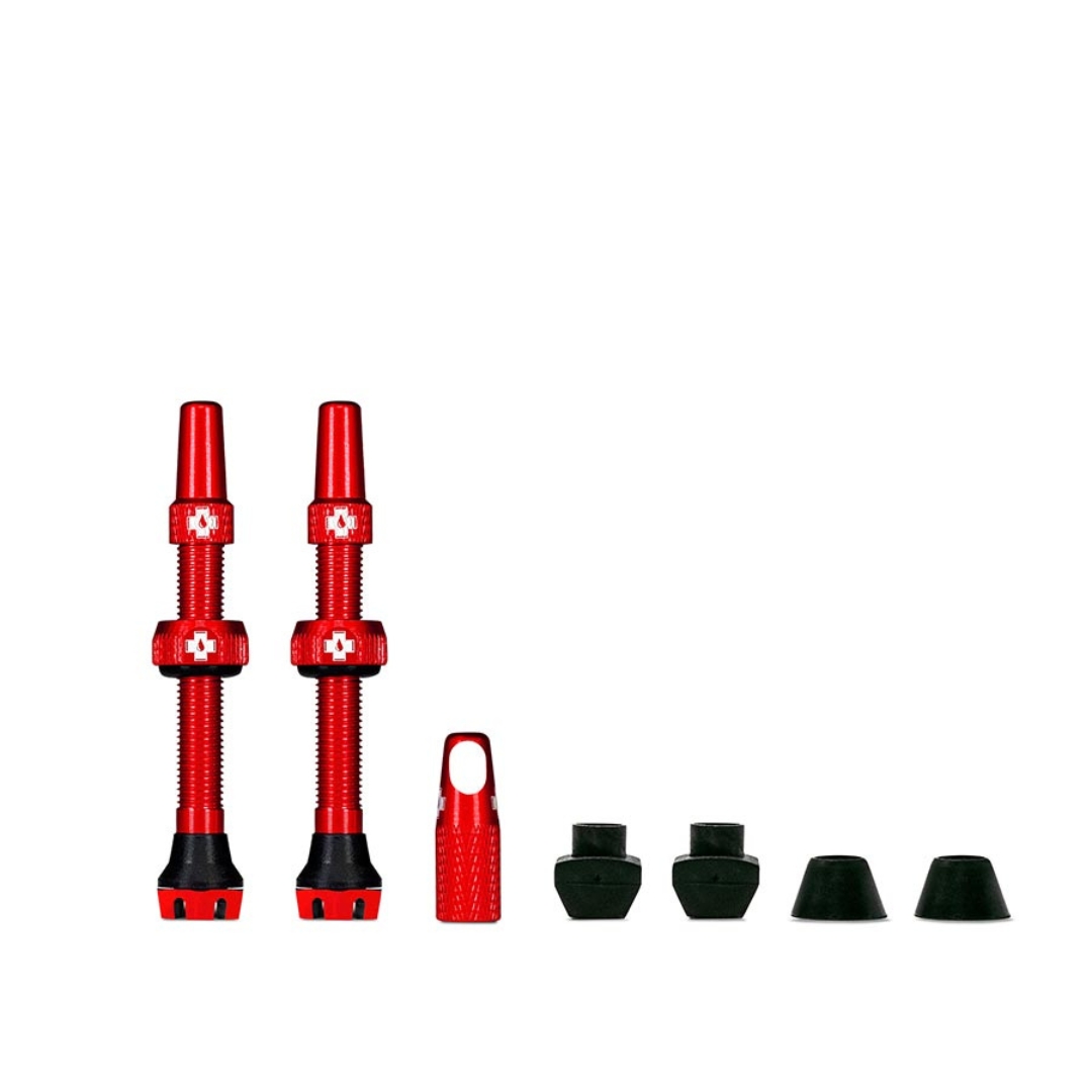 VALVES DE PNEU DE VÉLO MUC-OFF TUBELESS VALVE V2 PRESTA 44MM couleur rouge