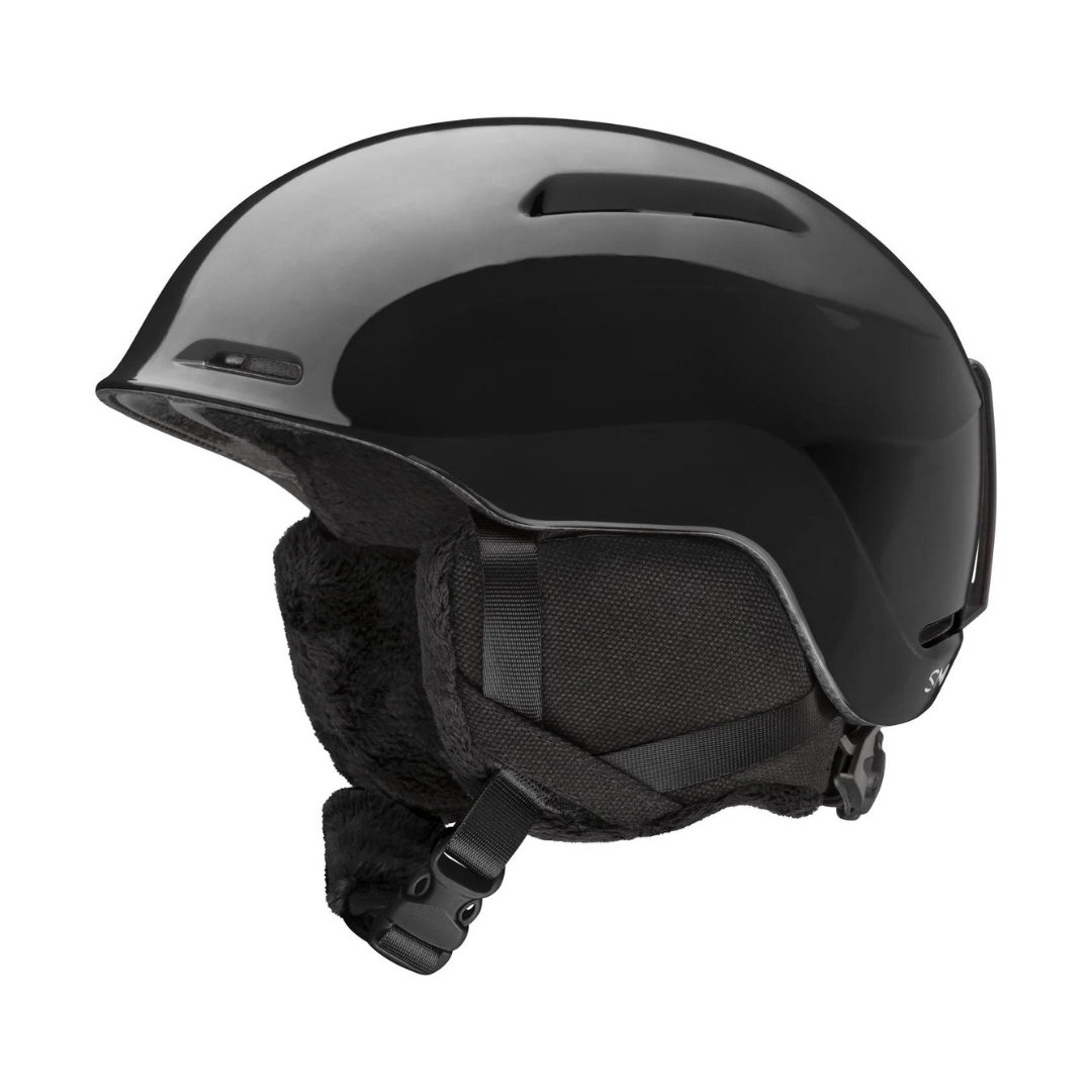 CASQUE DE SKI ALPIN SMITH GLIDE JR POUR JUNIOR couleur noir vu du profil gauche du casque noir