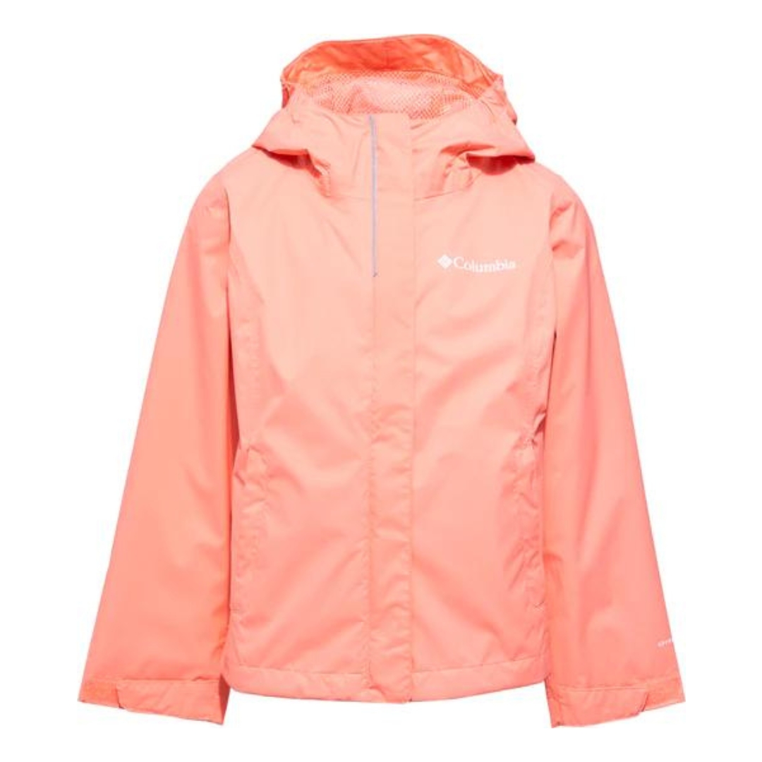 MANTEAU IMPERMÉABLE COLUMBIA ARCADIA POUR FILLE COULEUR 879-CORAL REEF VU DU MANTEAU PÊCHE AVEC CAPUCHON DE FACE