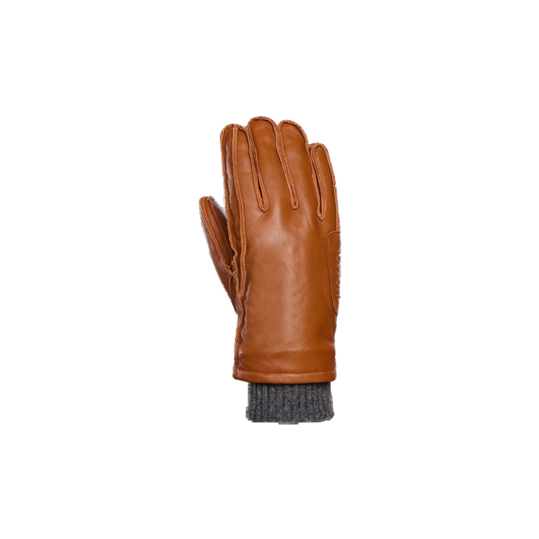 GANTS EN CUIR KOMBI CHARMER POUR HOMME de couleur CHAMOIS vue sur le gant brun de face des doigt au poignet